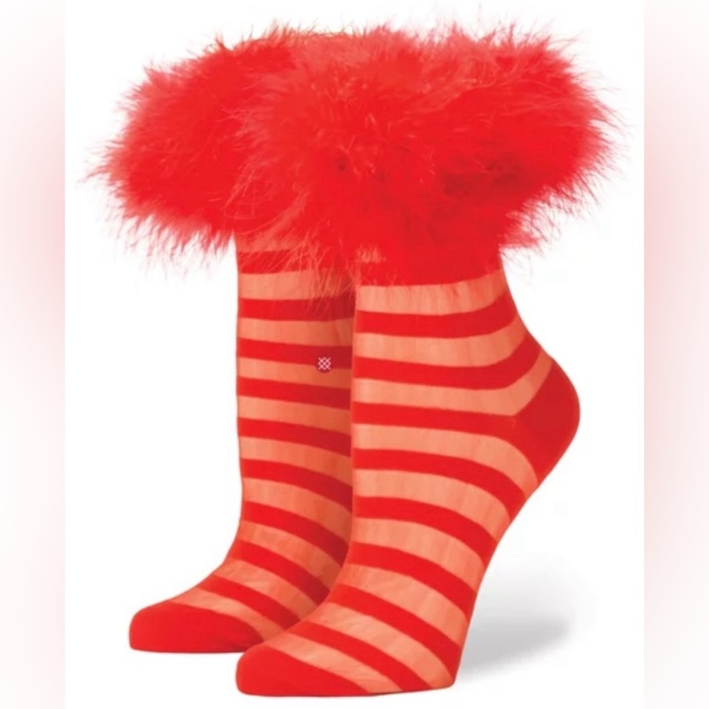Stance red stripe fur socks